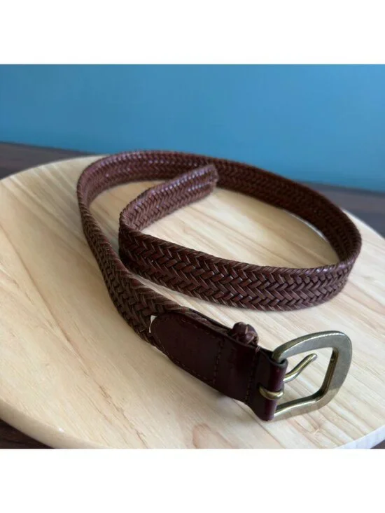 Polo Ralph Lauren Womens Braided Leather Belt With Brass Buckle Size 32 - Picture 10 of 16